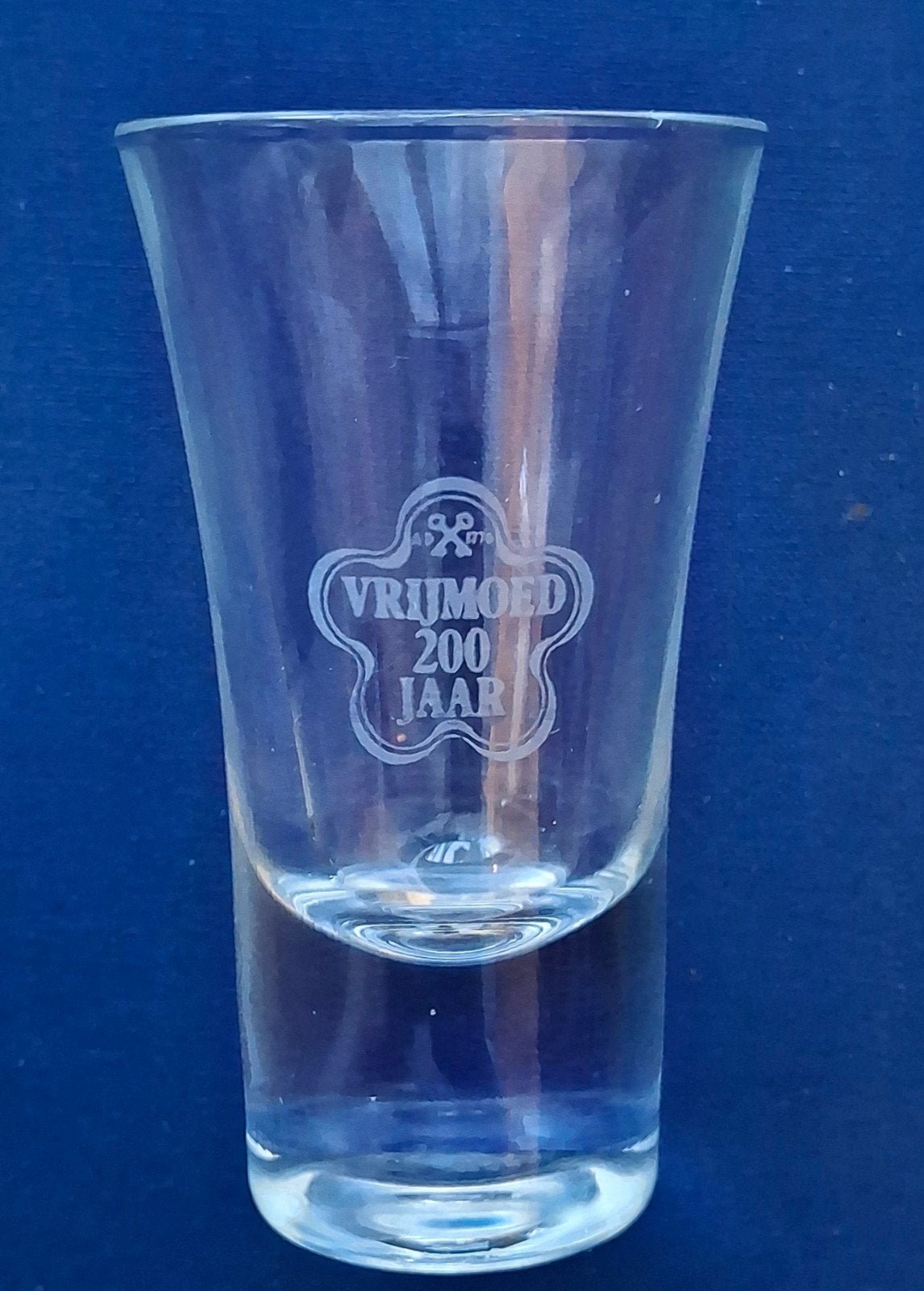 Glaasje van Vrijmoed jenever Schiedam (23), Verzamelen, Ophalen of Verzenden, Borrel- of Shotglas