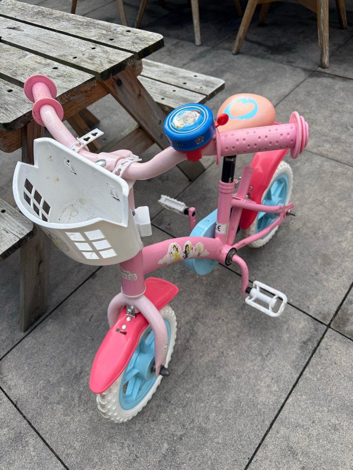 Prinsessen fiets met zijwieltjes - 12 inch, Ophalen of Verzenden, Gebruikt, Minder dan 16 inch, Zijwieltjes