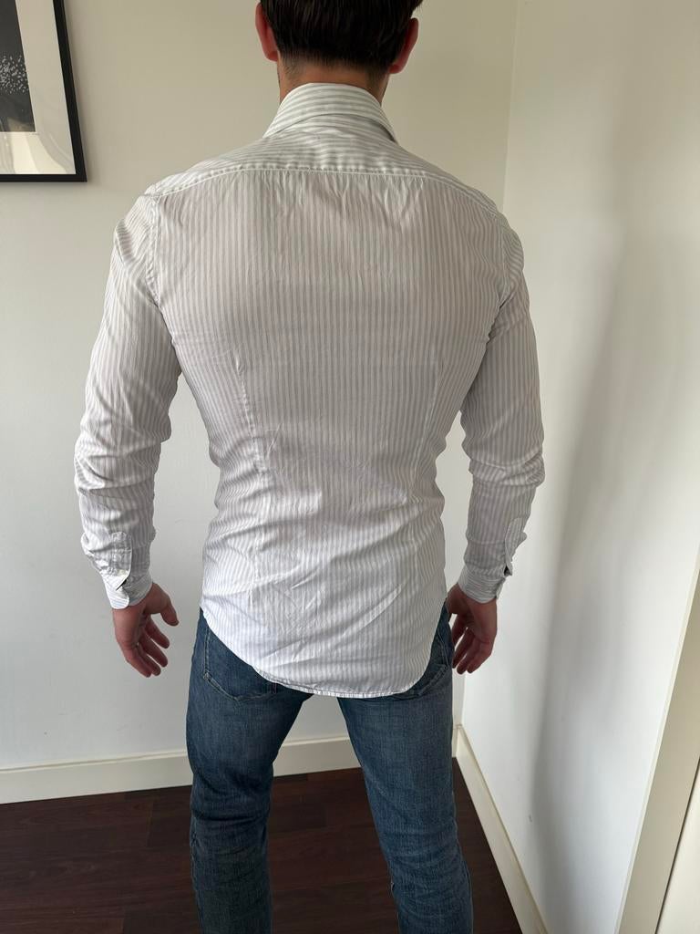 Stijlvol Suitsupply Overhemd - Wit met subtiele streep, Kleding | Heren, Overhemden, Ophalen of Verzenden, Zo goed als nieuw, Wit
