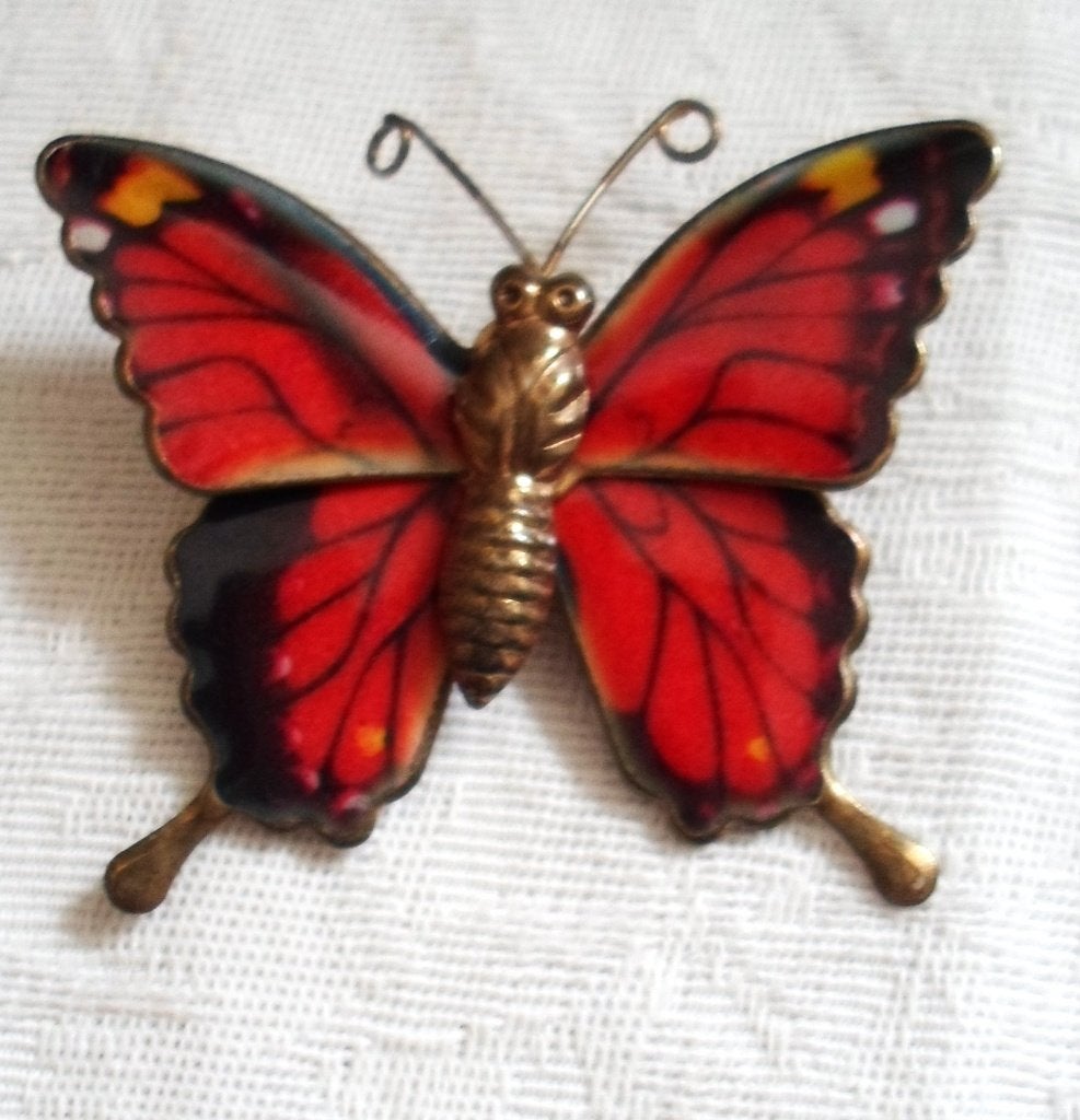 Oude blikken broche Vlinder, Ophalen of Verzenden, Zo goed als nieuw, Overige kleuren, Overige materialen