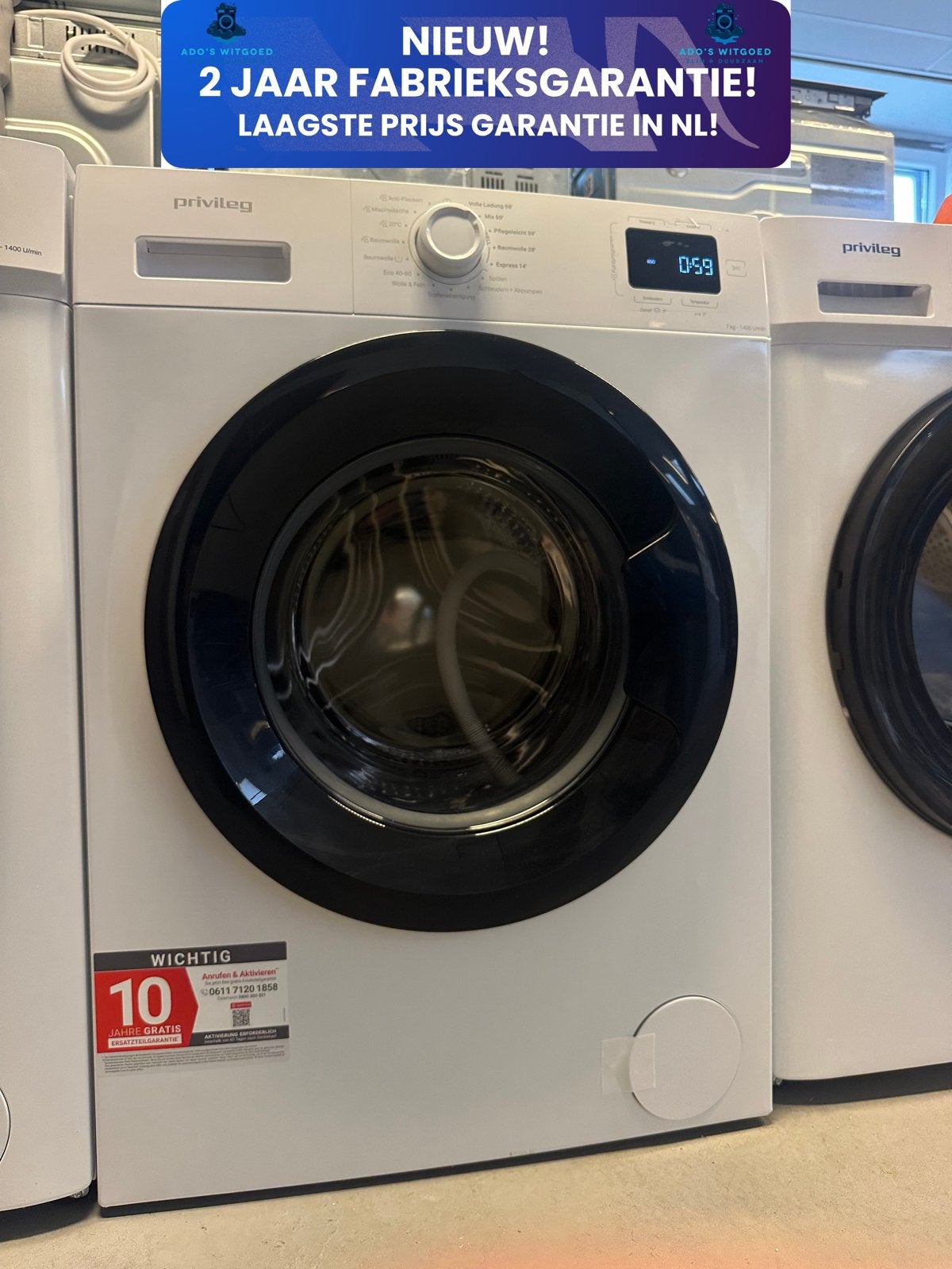 PRIVILEG 7KG WASMACHINE Quick Cycles Steam Inverter, 1200 tot 1600 toeren, PRIVILEG, Info@adoswitgoed.nl, Nieuw