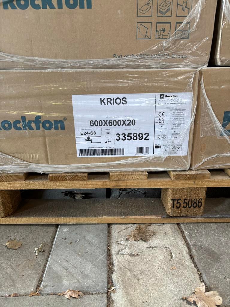 Rockfon Krios 600x600x20mm systeemplafond panelen ,4,32 m2, Nieuw, Steenwol, Minder dan 5 m², Ophalen