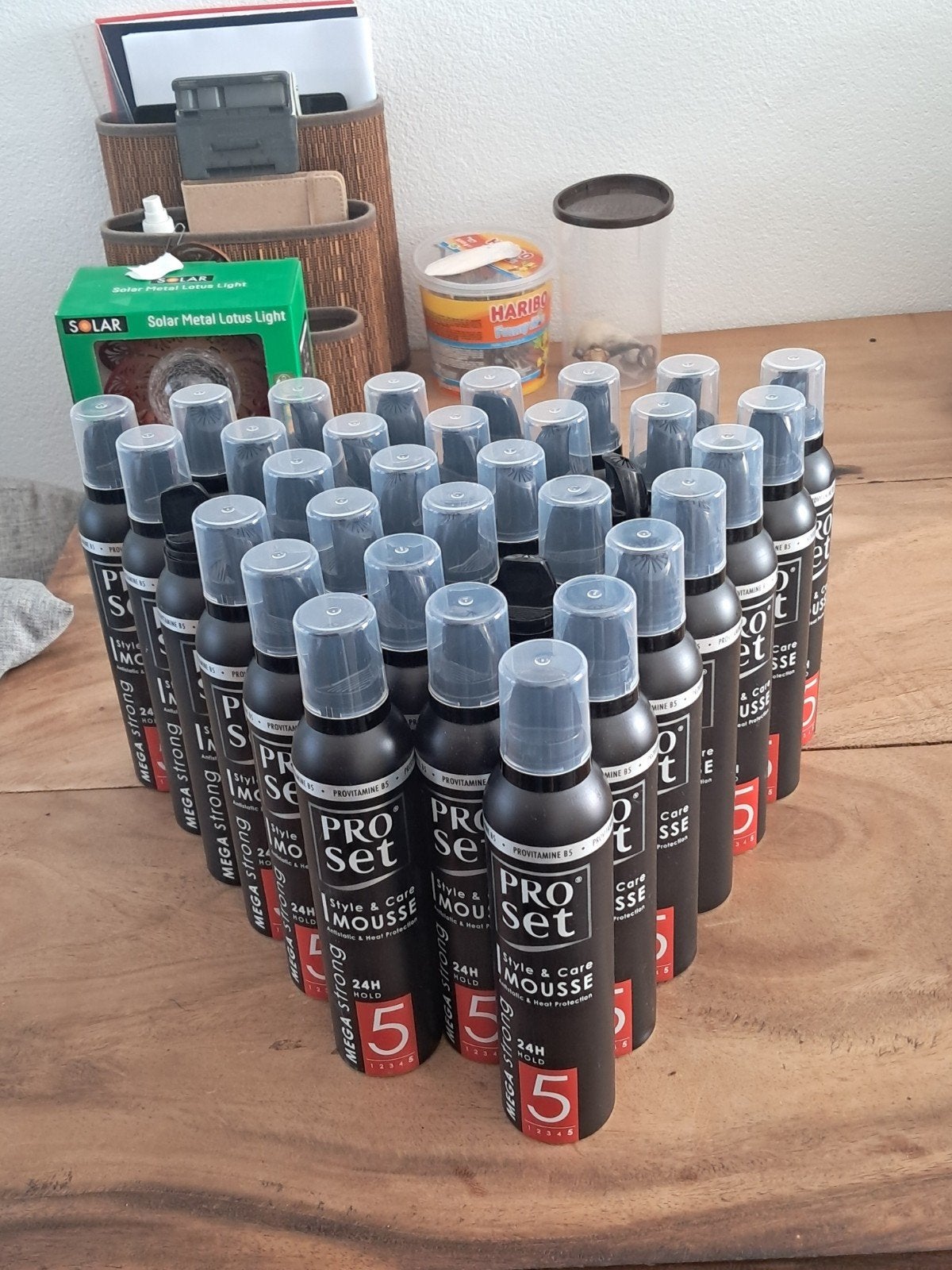 Partij Proset schuimversteviging - 34 bussen, Ophalen of Verzenden, Nieuw, Gel, Wax, Haarlak of Mousse