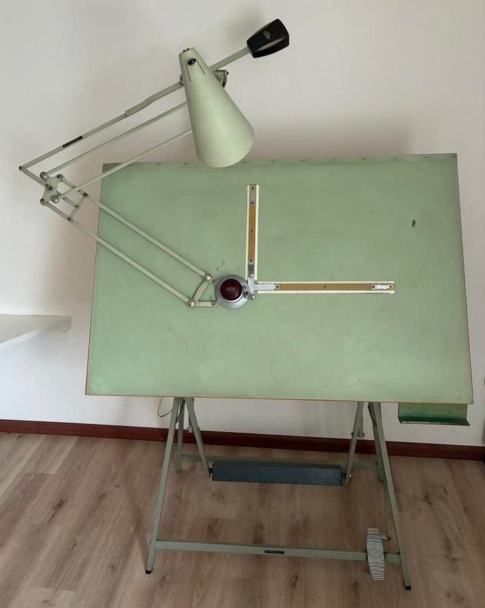 Vintage Architect Tekentafel Rotanex-Pool met lamp, Ophalen, Gebruikt, Minder dan 130 cm, Verlichting