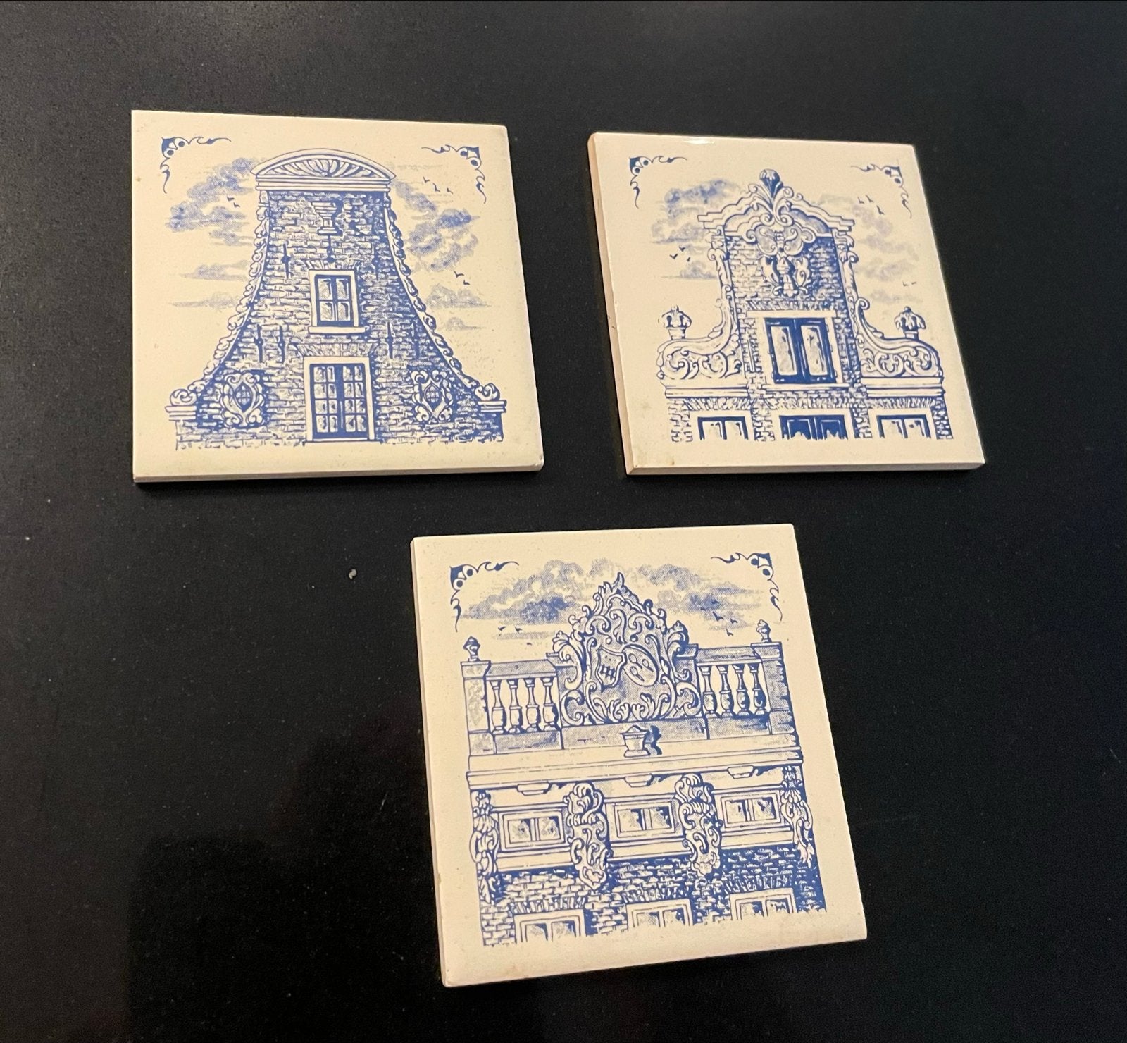 Set van 3 KLM Business Class Delfts Blauwe Tegels, Ophalen of Verzenden