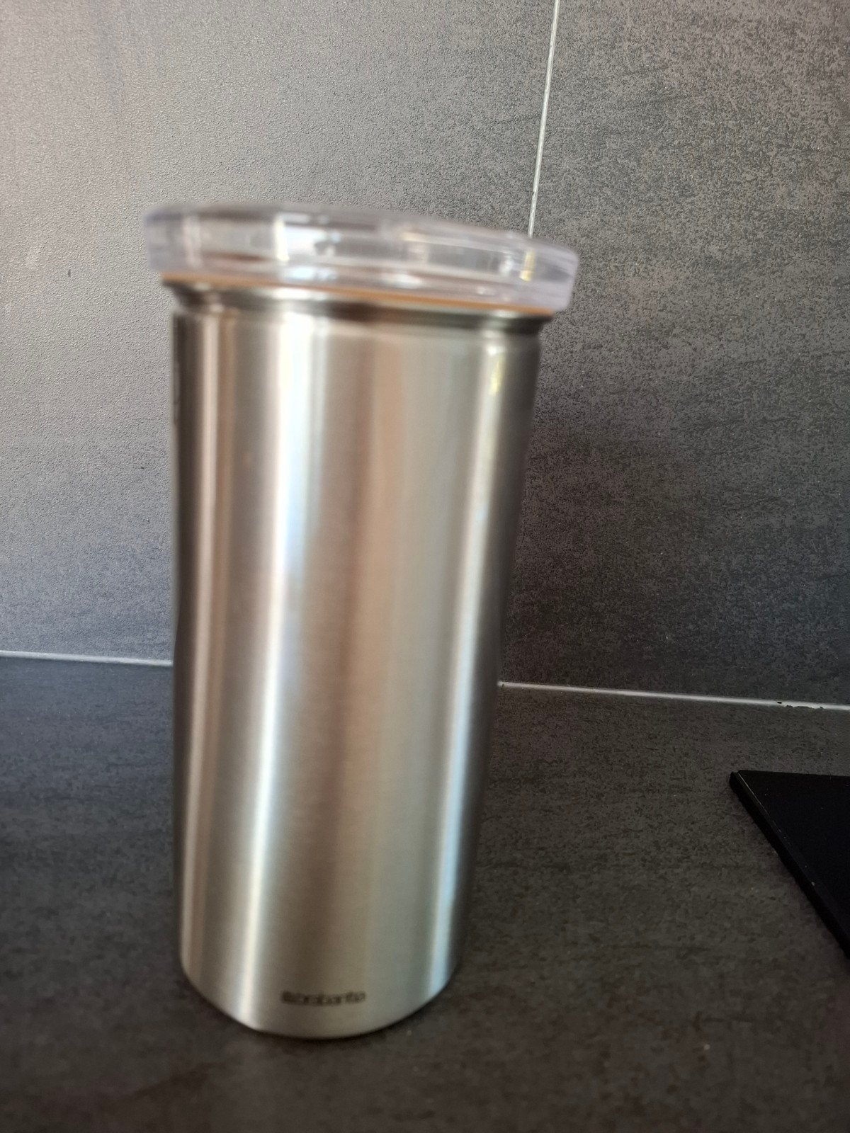 Brabantia koffiepad bus RVS ,Senseo, Zilver, Ophalen of Verzenden, Zo goed als nieuw, Voorraadpot