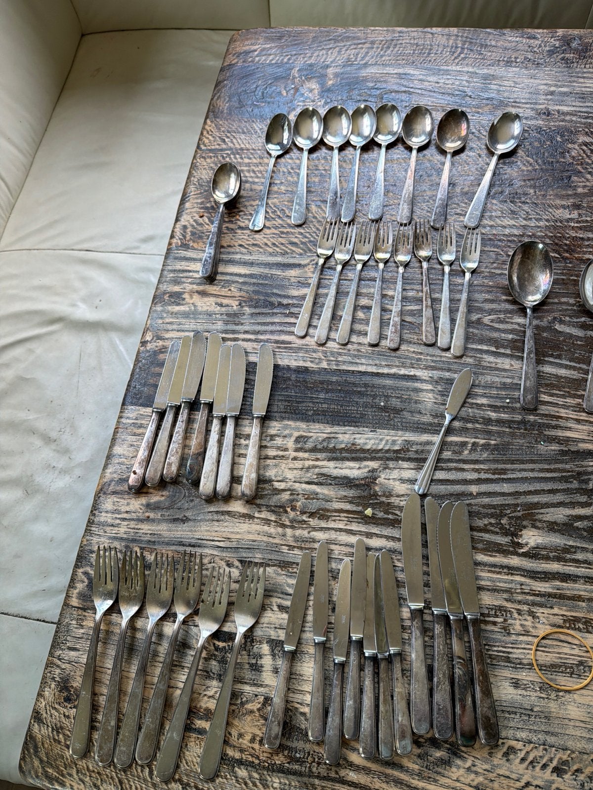 Grote collectie vintage zilverkleurig bestek, Antiek en Kunst, Antiek | Bestek, Ophalen