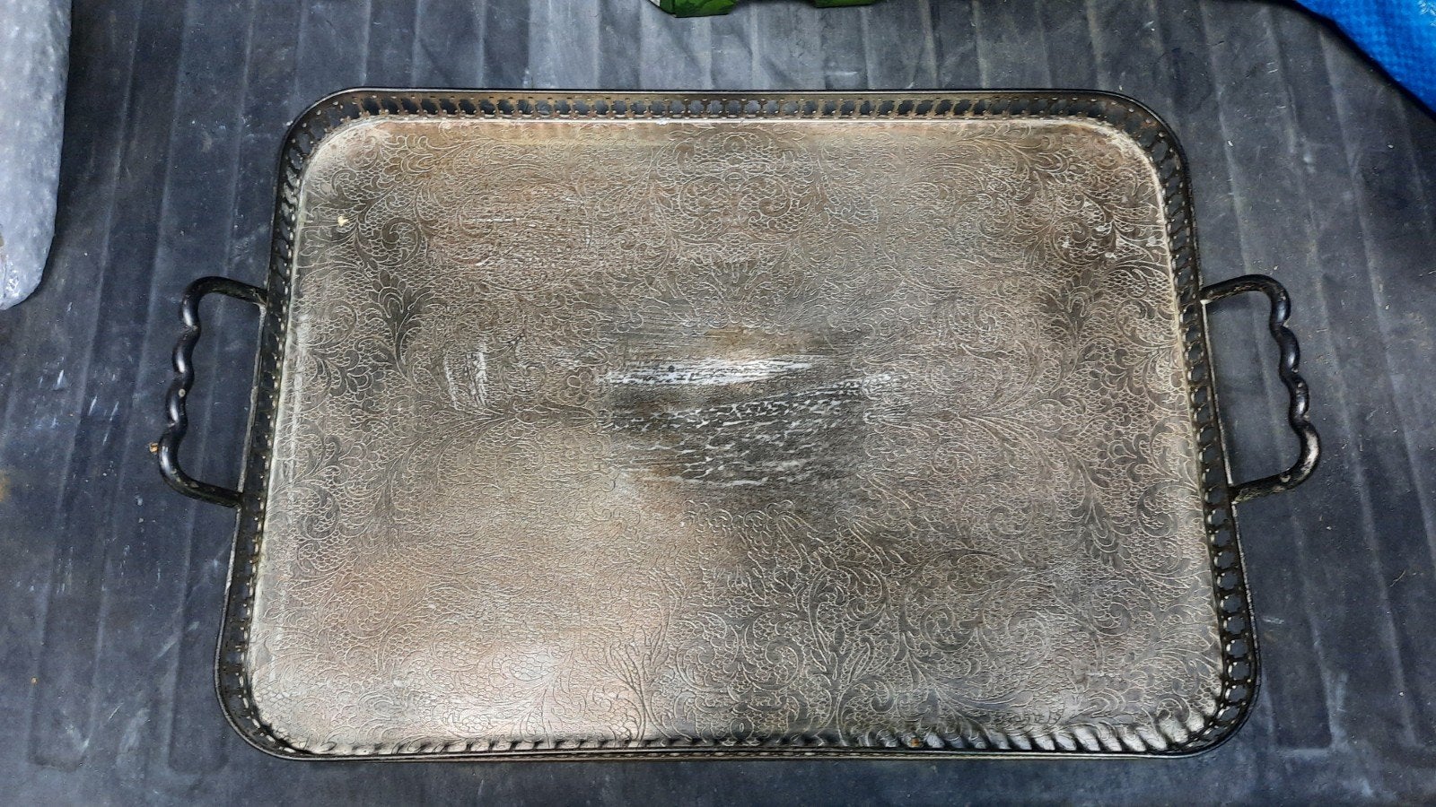 Zilveren Dienblad 35x25 cm met Bewerkt Opstaande Rand, Ophalen of Verzenden, Zilver