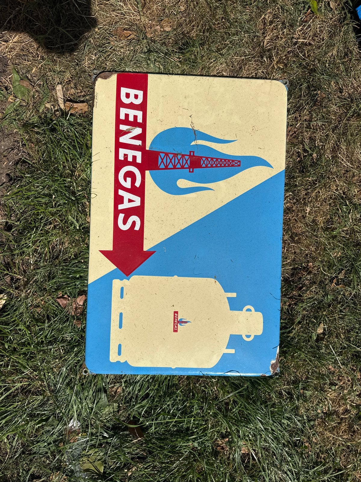 Vintage Benegas Emaille Bord - Decoratief Gasreclame, Ophalen