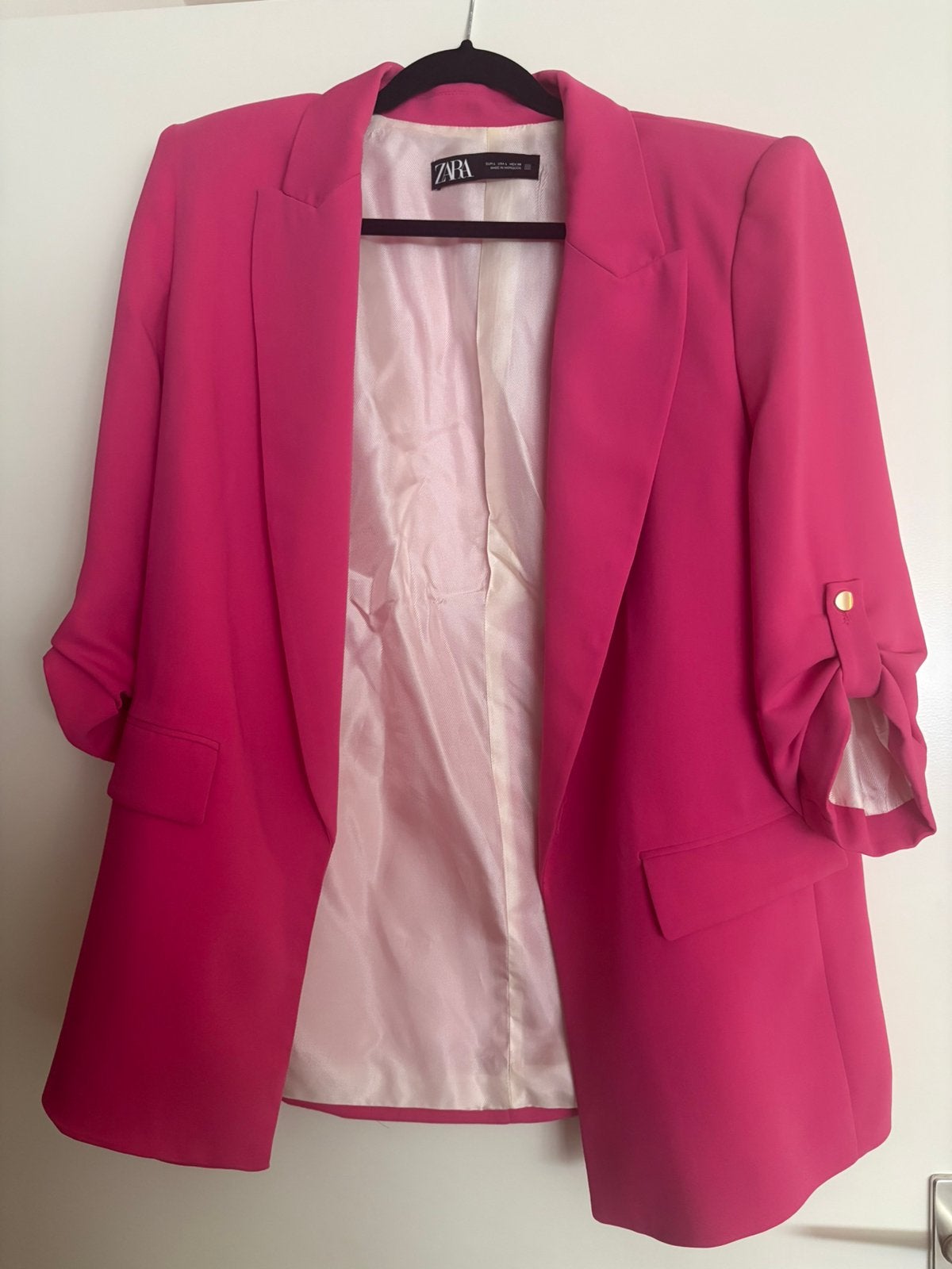 Zara roze blazer maat L schoudervulling open jasje, Ophalen of Verzenden, Zo goed als nieuw, Maat 38/40 (M), Roze