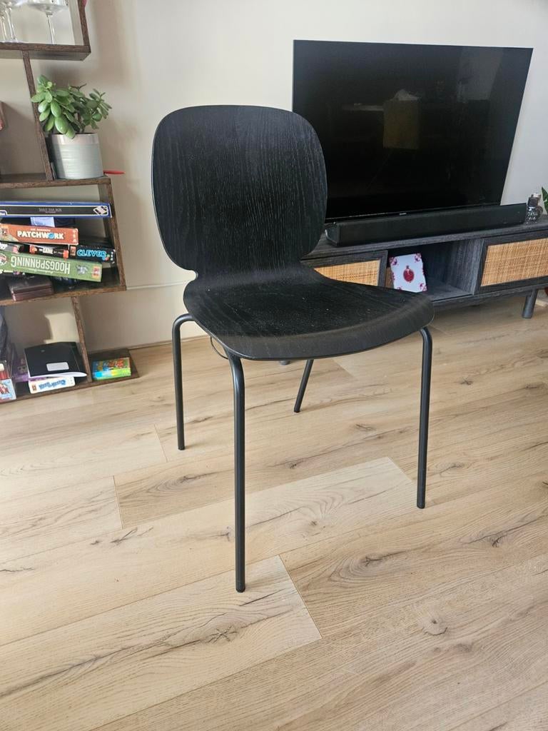 IKEA zwarte houten eetkamerstoelen, 4 stuks, Ophalen, Gebruikt, Zwart, Overige typen