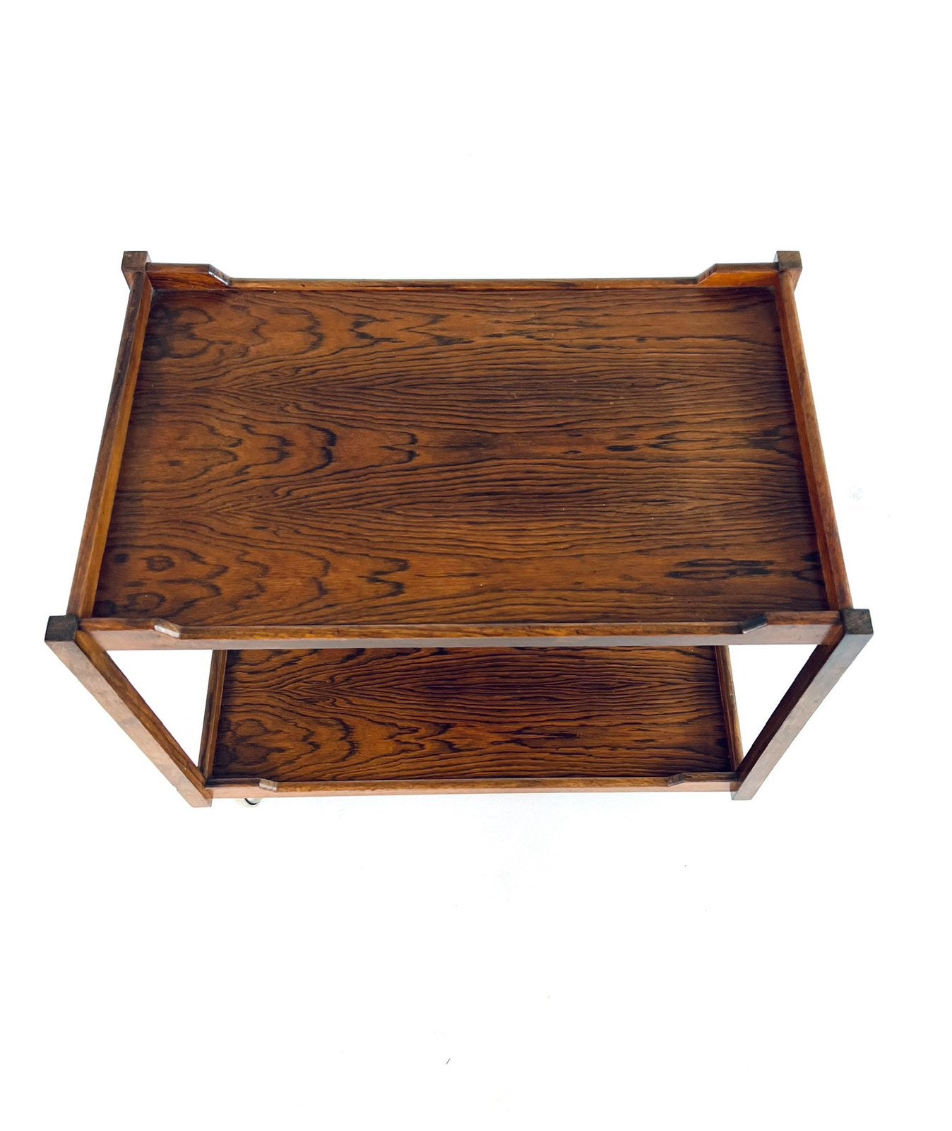 Vintage Palissanderhouten trolley ‘60, 45 tot 60 cm, Vintage retro buisframe design rotan webbing papercord deens, Zo goed als nieuw