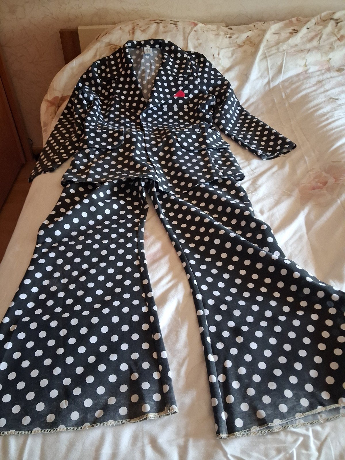 Herenpak Carnaval Maat 52 - Zwart met Witte Stippen, Maat 52/54 (L), Carnaval, Ophalen of Verzenden, Kleding
