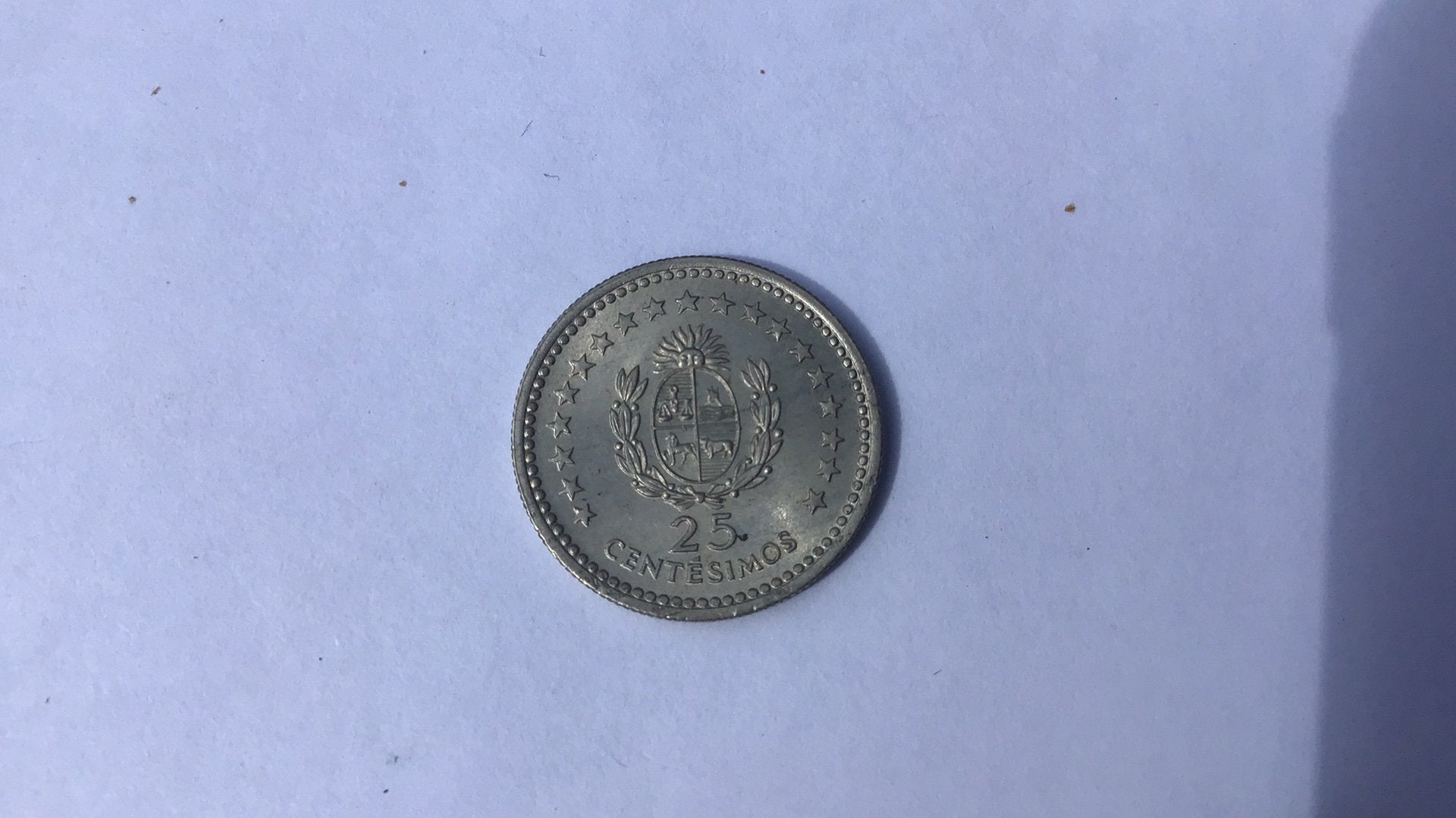 Uruguay 25 centimos 1960., Postzegels en Munten, Munten | Amerika, Ophalen of Verzenden, Zuid-Amerika