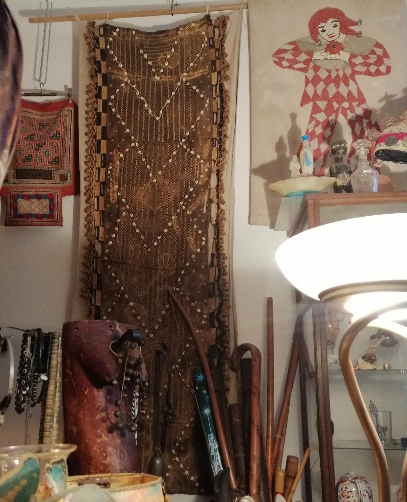 Vintage Afrikaans textiel meer dan 2 meter raffia Kuba Congo, Antiek en Kunst, Wanddecoratie, Natuurlijk materiaal, Afrika, Ophalen of Verzenden