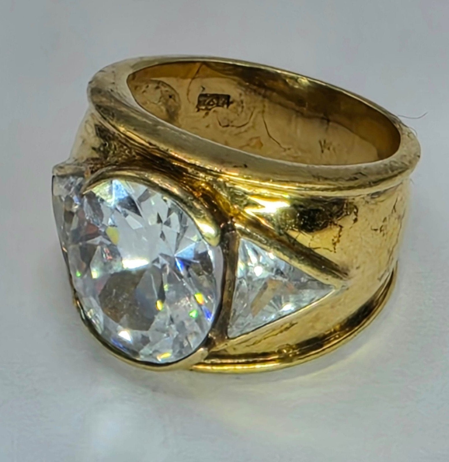 Zilveren 925 Vergulde Ring Met Grote Fonkelende Stenen, Verzenden, ., ., Dame