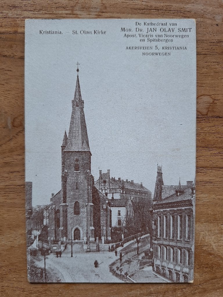 ak kathedraal Noorwegen Spitsbergen Kristiania Sint Olavs Ki, Verzamelen, Ophalen of Verzenden, 1920 tot 1940, Gelopen, Overig Europa