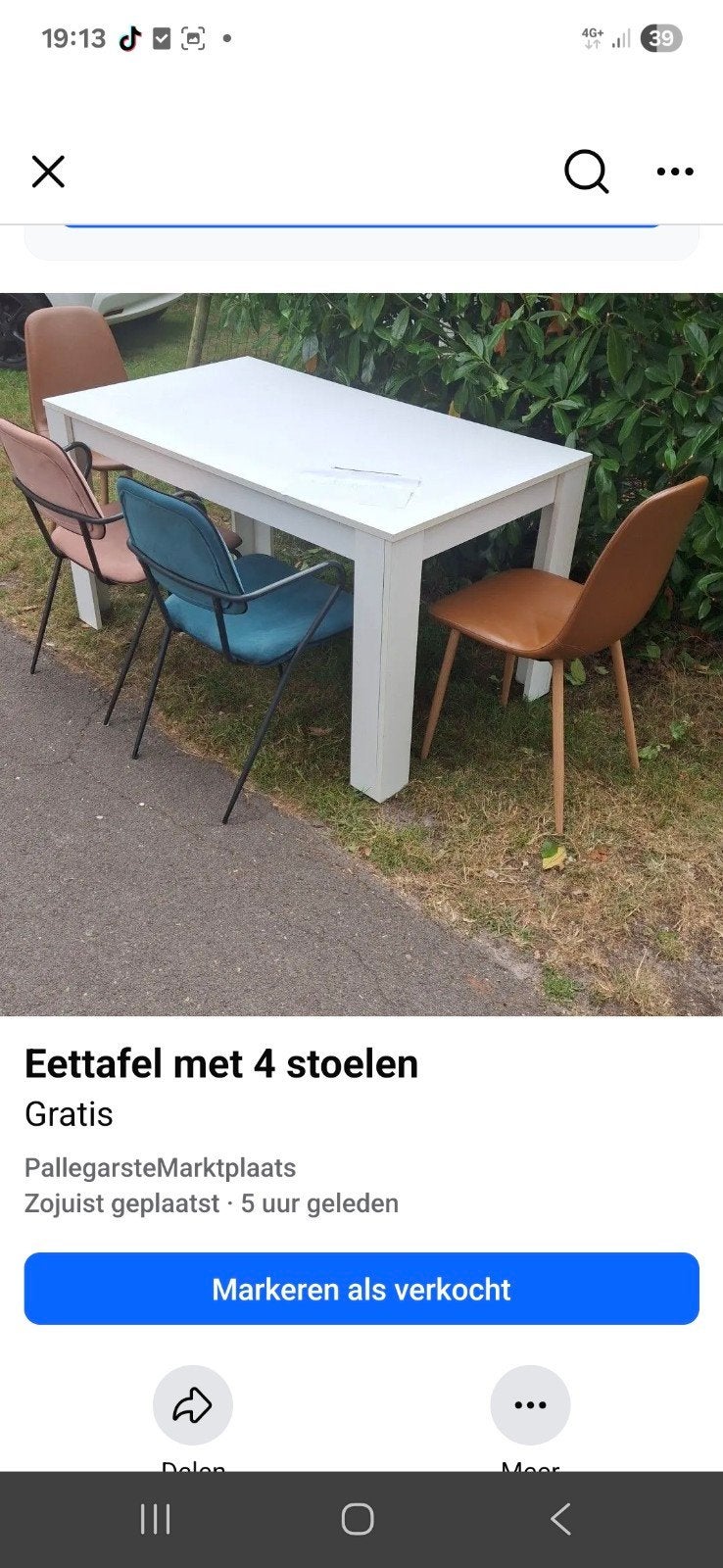 Eettafel met 4 stoelen - Gratis af te halen in Marienberg, Ophalen of Verzenden, Gebruikt, Vier personen