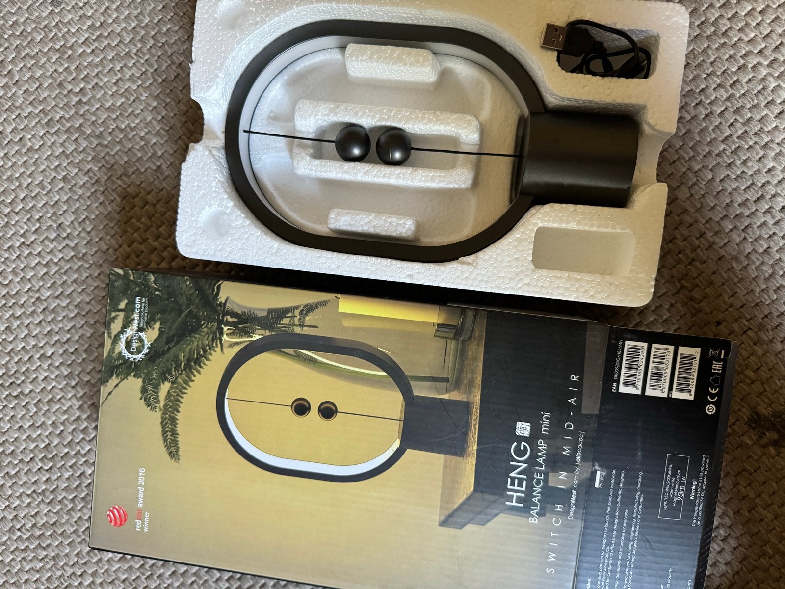 Heng Balance Lamp Mini - Unieke Magnetische Schakelaar, Metaal, Overige merken, Zwart, USB-aansluiting