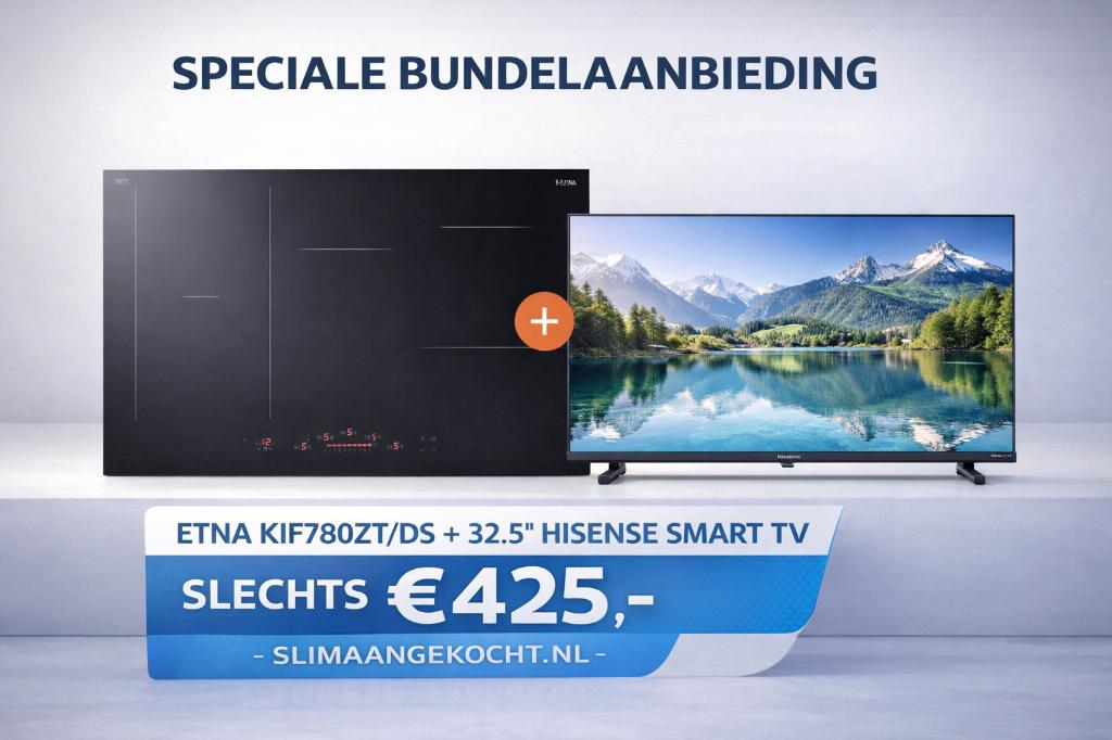 ACTIE: ETNA KIF780ZT/DS Inductiekookplaat + Hisense Smart TV, Ophalen, Nieuw, ETNA & HISENSE, Inbouw