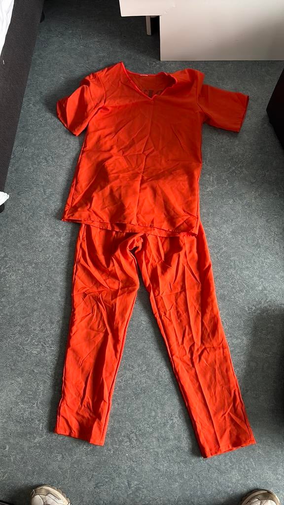 Gevangenispak maat m, Kleding | Heren, Carnaval, Maat 48/50 (M), Ophalen of Verzenden, Zo goed als nieuw