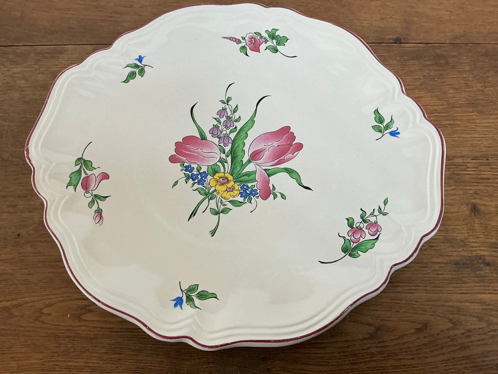 Groot serveerbord Luneville France - Bloemenmotief, Ophalen of Verzenden