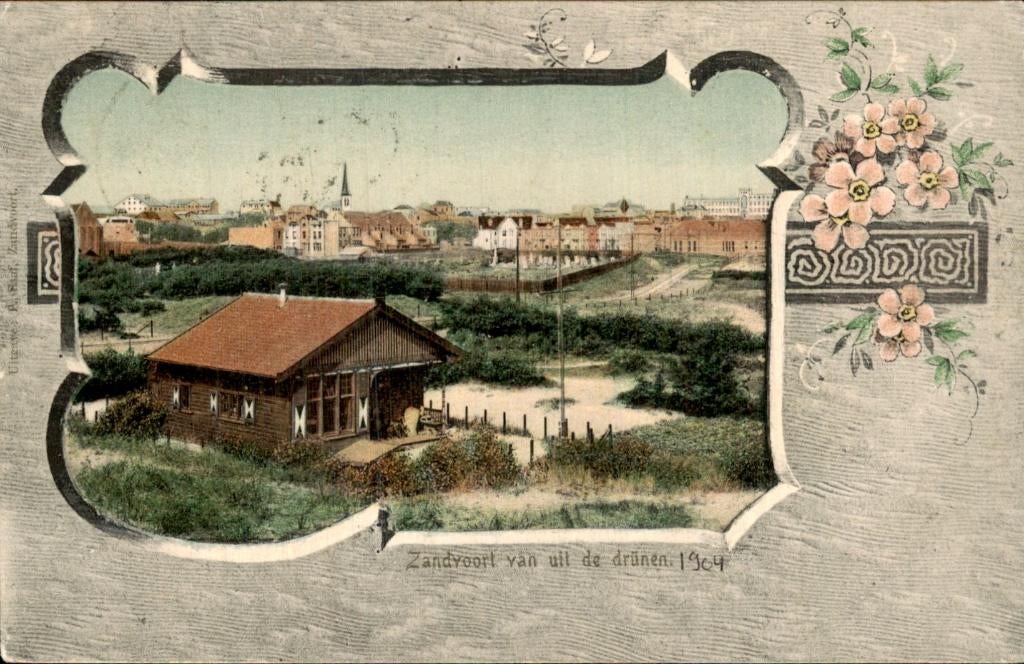 Zandvoort - Strandhuisje - Zicht op dorp, Verzamelen, Ansichtkaarten | Nederland, Gelopen, Noord-Holland, Voor 1920, Ophalen of Verzenden