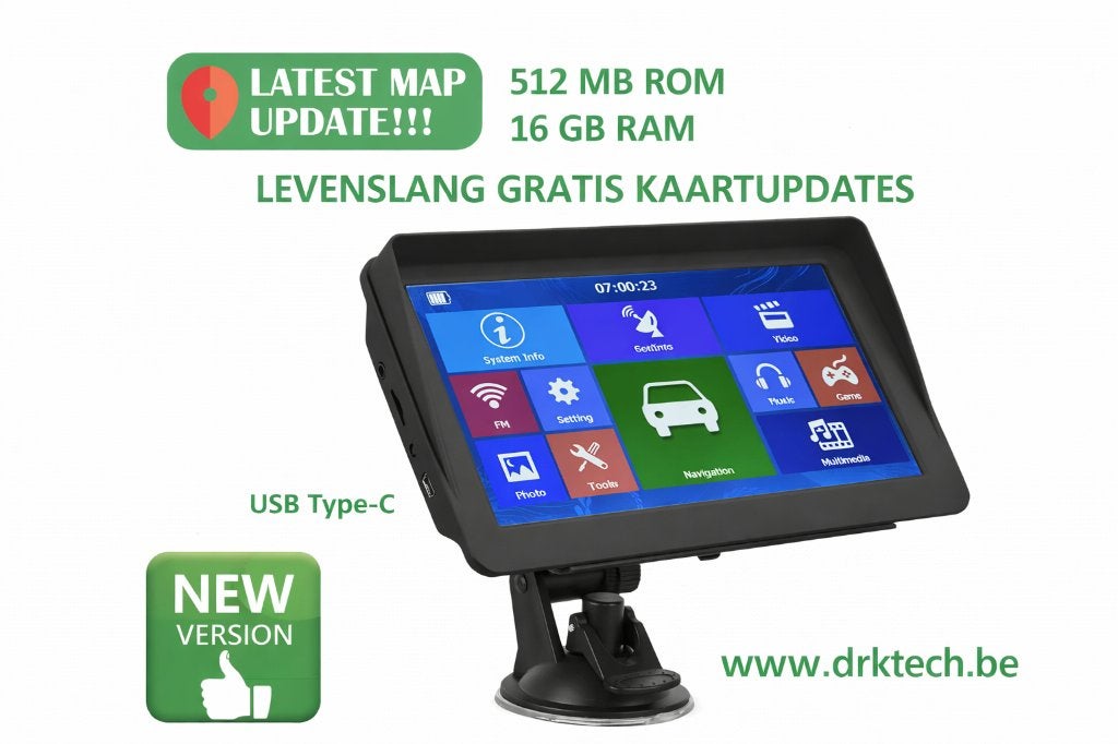 7 inch Mobilhome, Auto GPS Navigatie Vast Zonnescherm-16GB, Caravans en Kamperen, Ophalen of Verzenden