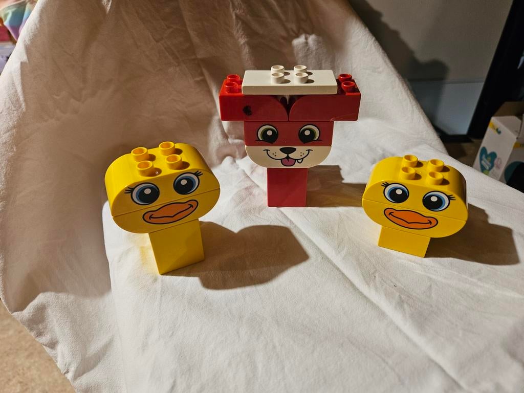 LEGO Duplo Dierenkoppen: 2 Eenden, 1 Vos, Kinderen en Baby's, Speelgoed | Bouwstenen, Gebruikt, Overige merken, Ophalen of Verzenden