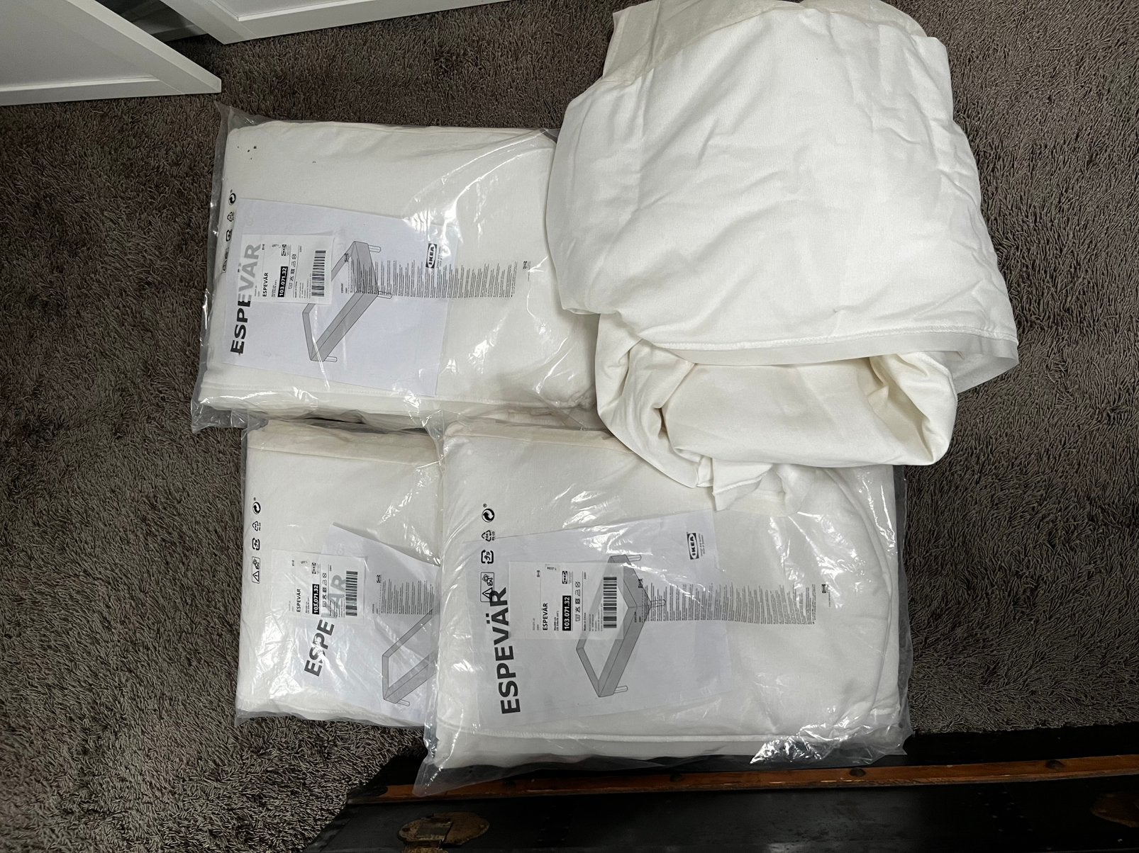 4x Espevar bekleding boxspring 90x 200 nieuw, 90 cm, Eenpersoons, Wit, Nieuw