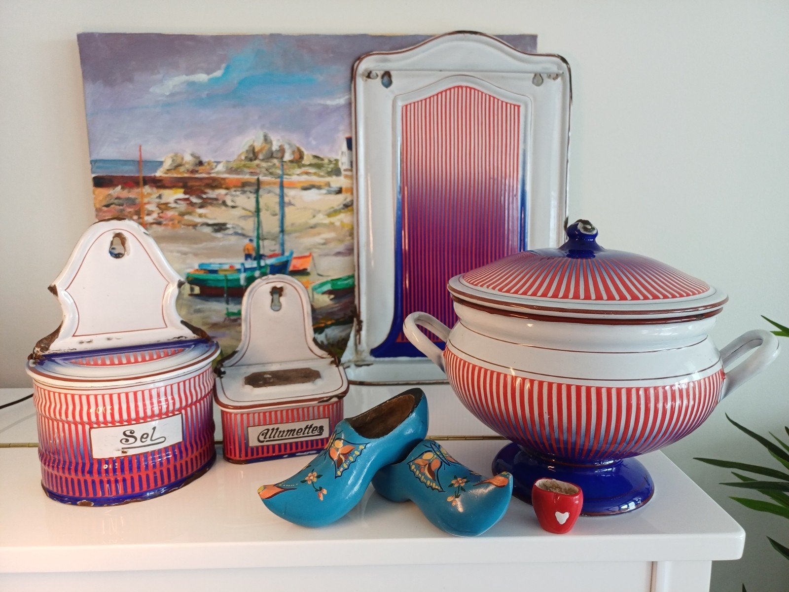 Leuke 4 delige emaille set, Ophalen of Verzenden