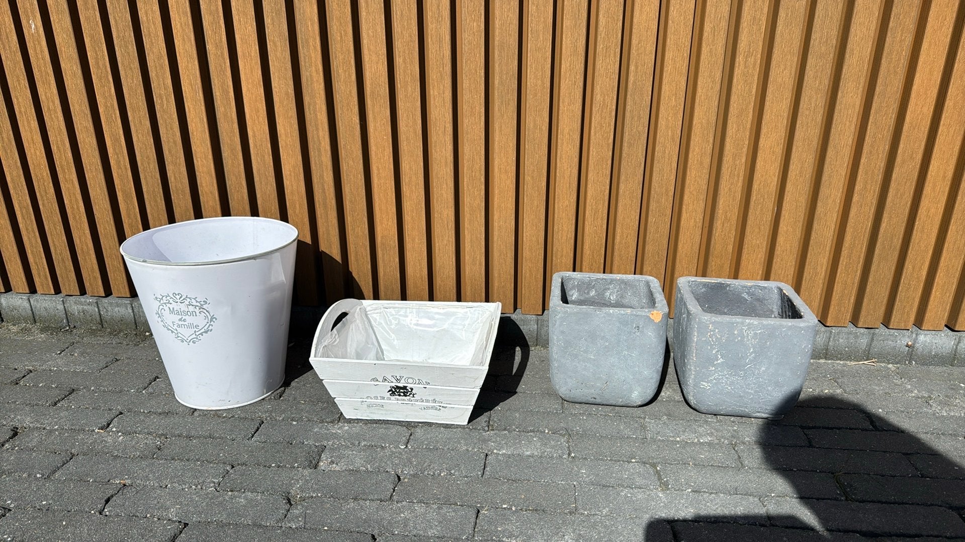 5 verschillende plantenbakken, Steen, Minder dan 30 cm, Vierkant, Ophalen of Verzenden