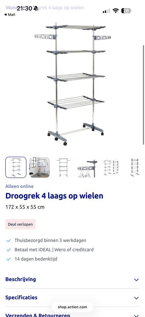 Voor een kleingheidje gratis op te halen! Droogrek wasrek, Kleding | Dames, Kledingrekken, Ophalen, Met wielen, Zo goed als nieuw