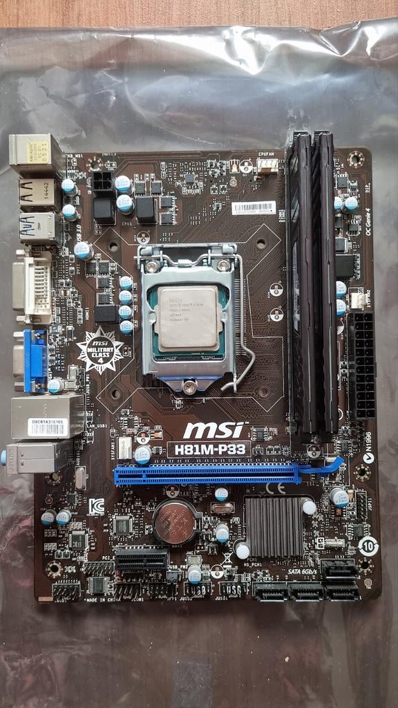 Intel i5-4590 CPU, MSI H81M-P33, 16GB DDR3 RAM + Koelpasta, Gebruikt, DDR3, Ophalen of Verzenden, Micro-ATX