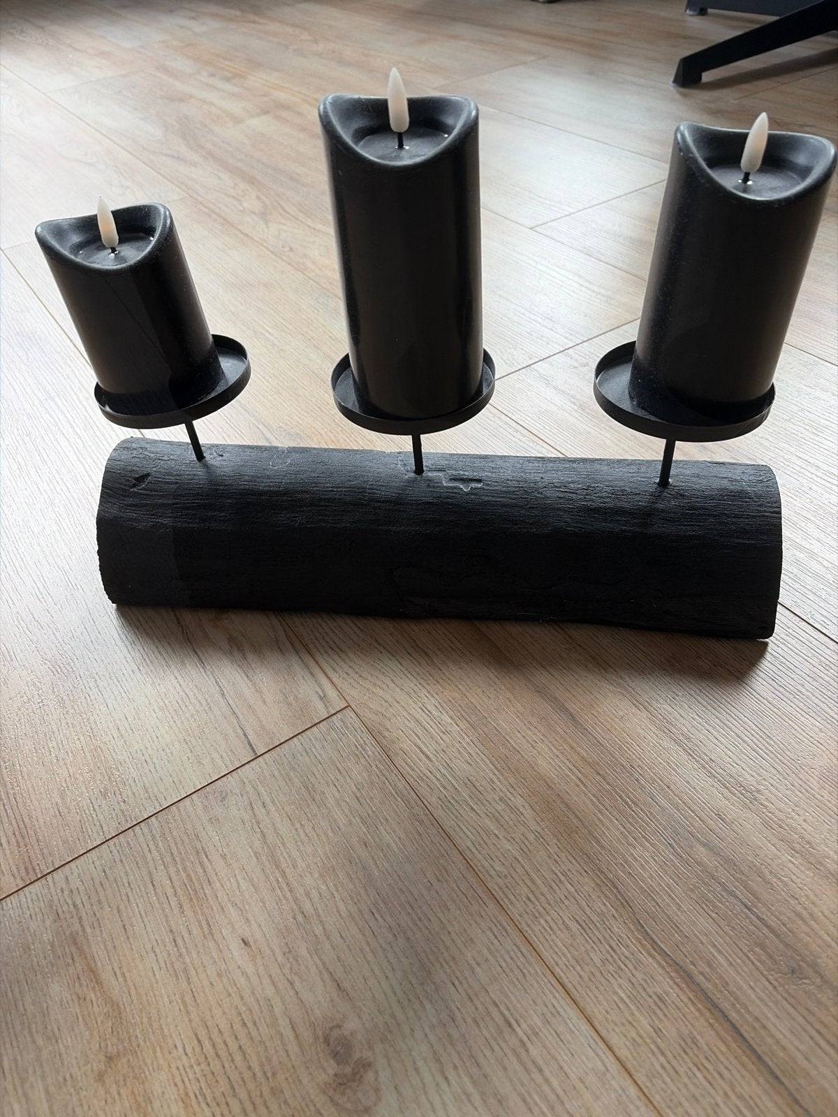 Kaarsenstandaard met 3 LED-kaarsen op batterijen, Ophalen, Gebruikt, Zwart, Kandelaar