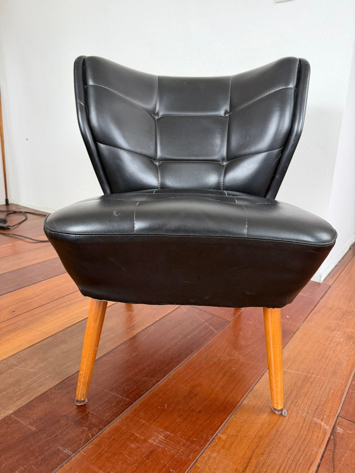 Vintage leren stoel/ fauteuil, Huis en Inrichting, Fauteuils, Ophalen, Gebruikt, Vintage, 50 tot 75 cm