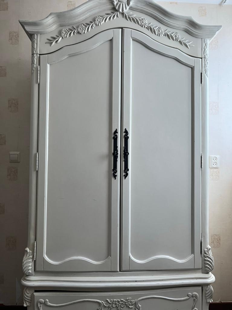 Brocante kledingkast met kuif en lade - zware kwaliteit, Ophalen, Gebruikt, 50 tot 75 cm, 150 tot 200 cm