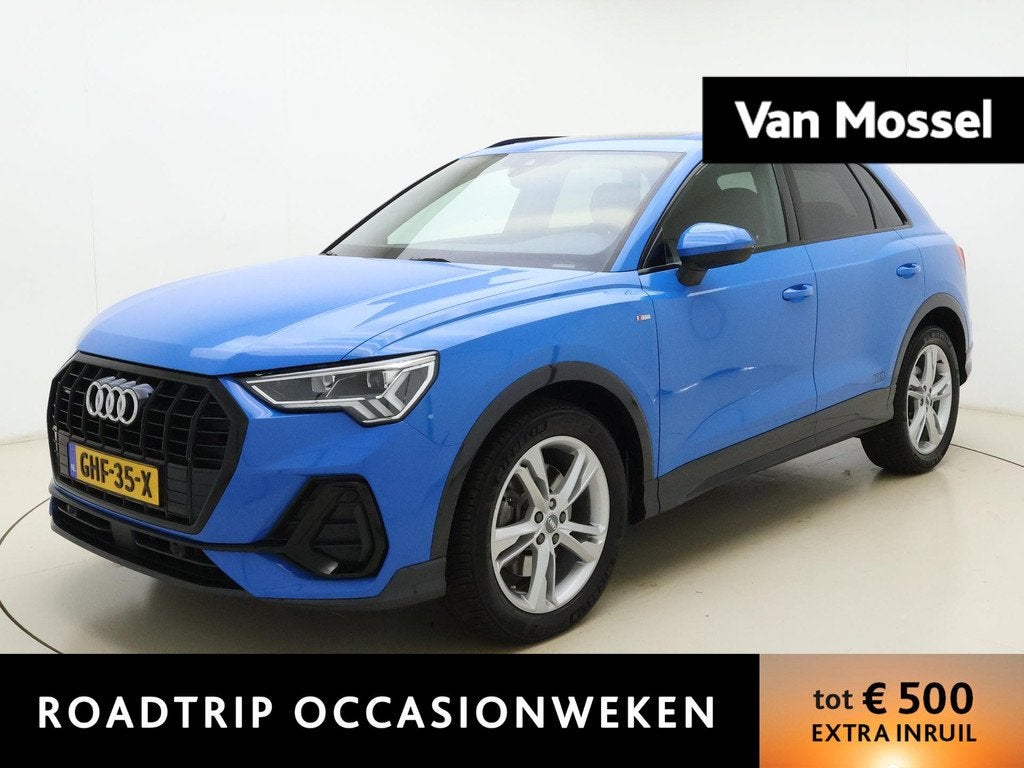 Audi Q3 40 TFSI quattro S Line edition one | 190PK | Schuif/, Auto's, Audi, Automaat, 12 maanden, Gebruikt, Blauw