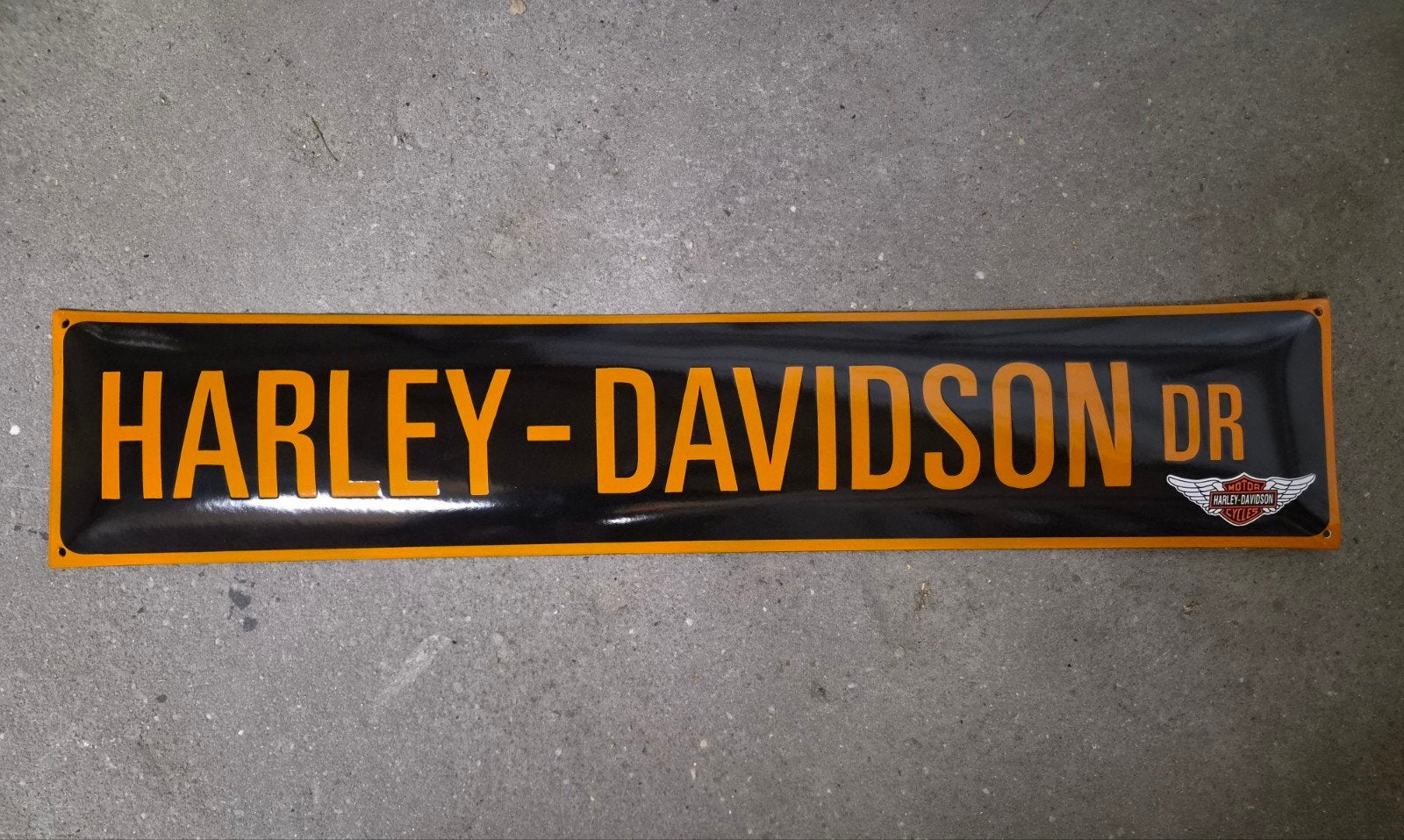 Harley Davidson emaille bord 100x20cm, Ophalen of Verzenden, Reclamebord