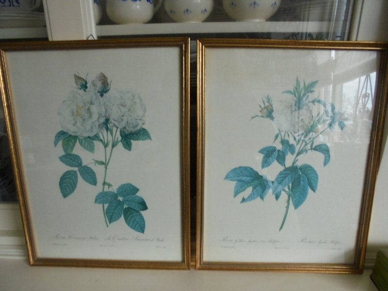 2 brocante P. J Redoute lijsten met roos, Ophalen of Verzenden