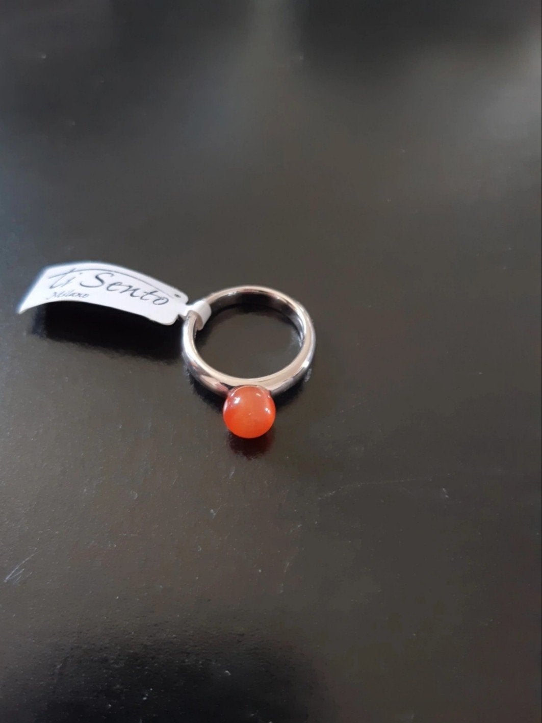 Mooie Ti Sento ring met oranje steen, maat 54 (17,2), Sieraden, Tassen en Uiterlijk, Ophalen, Oranje, Zo goed als nieuw, 17 tot 18