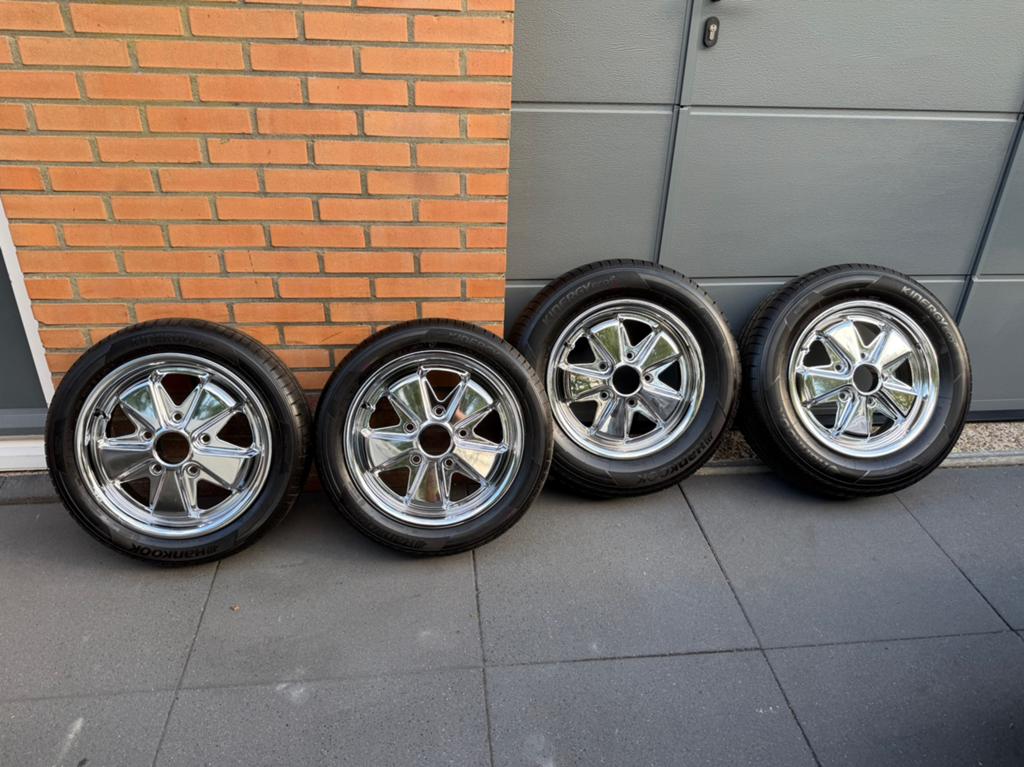 Porsche Fuchs velgen chroom 15 inch 5x130 4,5 en 5,5J zgan, Auto-onderdelen, Banden en Velgen, Ophalen, 15 inch, Velg(en), Nieuw