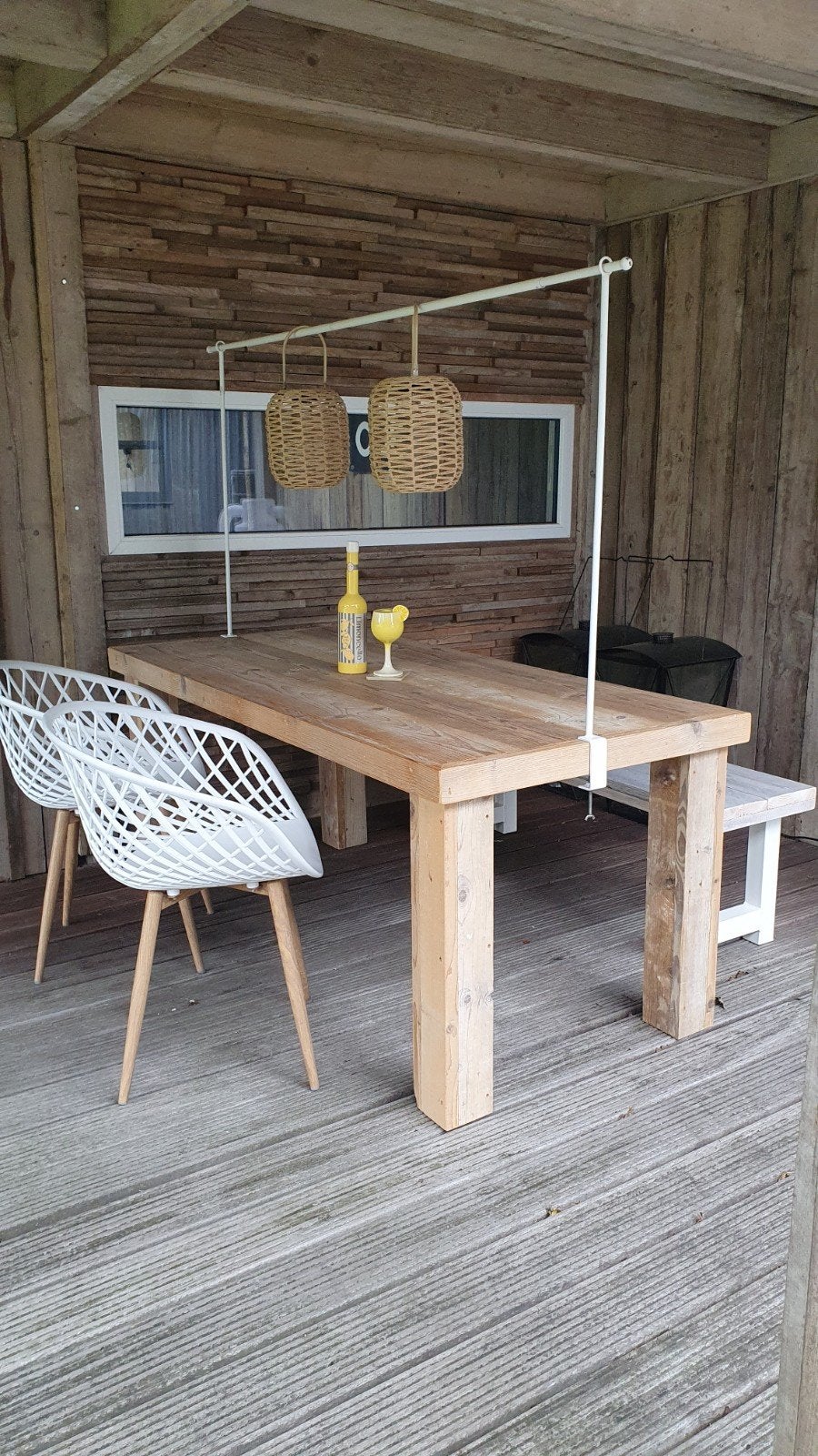 Nieuwe houten tuintafel / eettafel met blokpoten 1.80m, Tuin en Terras, Tuintafels, Ophalen