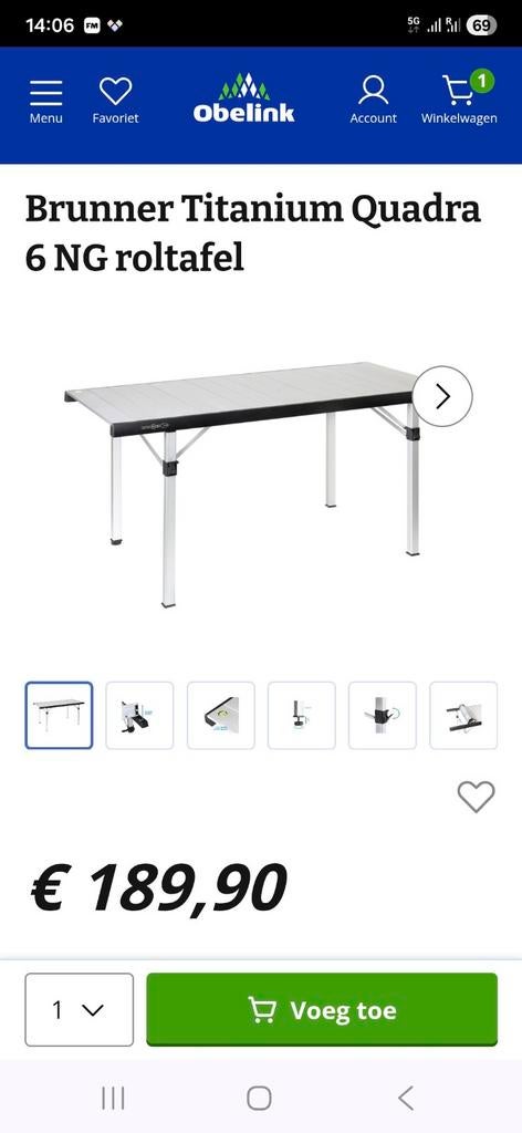 Tafel Brunner Titanium zgan, Ophalen of Verzenden, Nieuw, Campingtafel