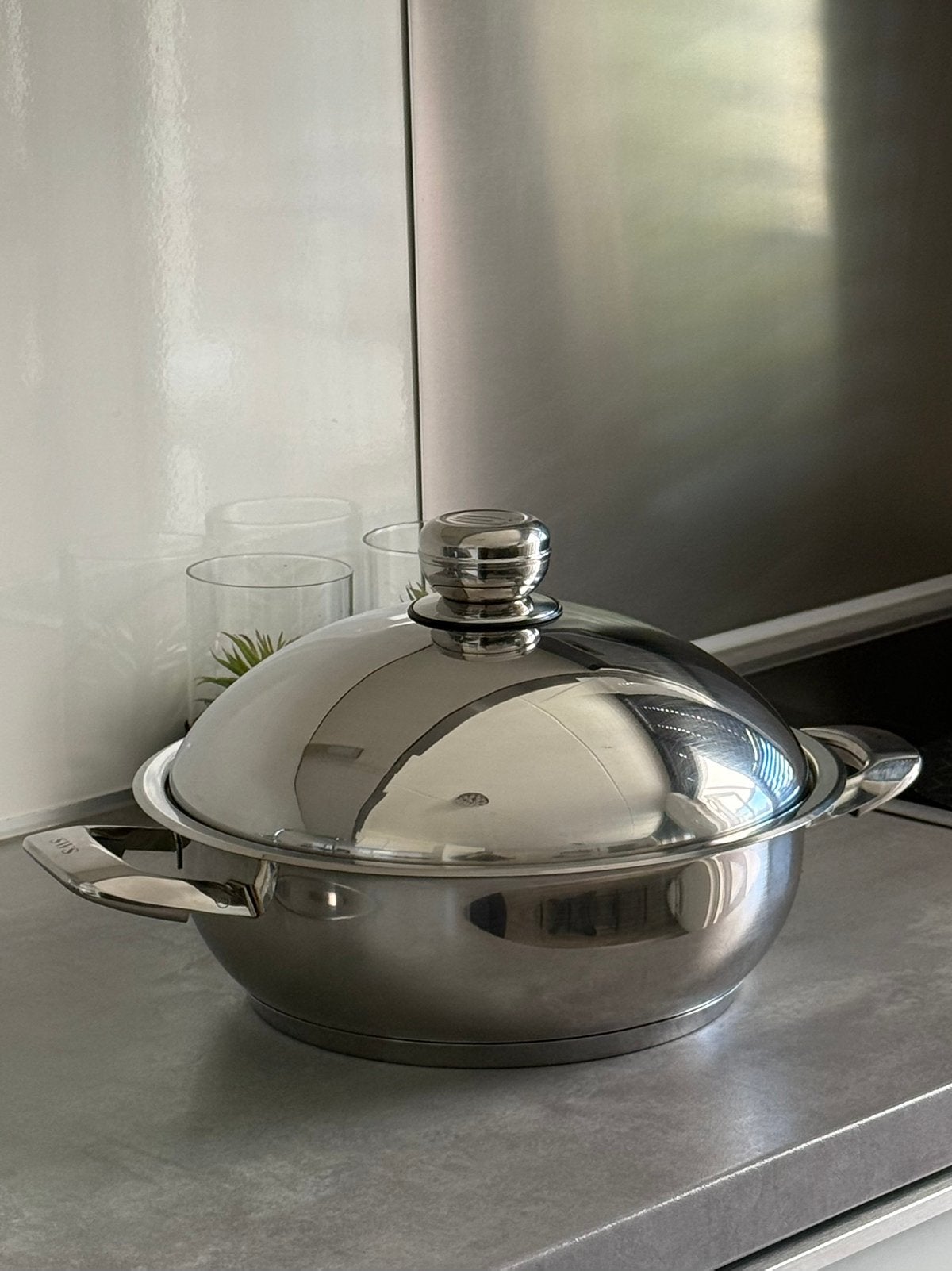 SIMTRONIC PAN BRAADPAN 28CM RVS, Huis en Inrichting, Ophalen, Zo goed als nieuw, Rvs