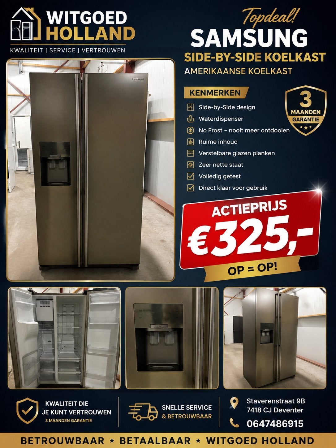 ACTIE – Samsung Side-by-Side Amerikaanse Koelkast, Witgoed en Apparatuur, Koelkasten en IJskasten, 200 liter of meer, 60 cm of meer