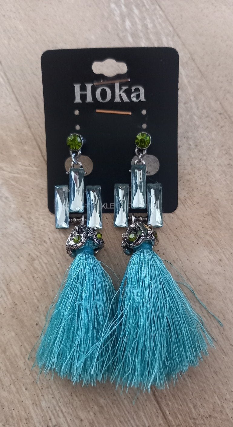 Nieuwe Blauwe Kwast Strass Oorbellen, Sieraden, Tassen en Uiterlijk, Overige materialen, Hangers, Blauw, Nieuw