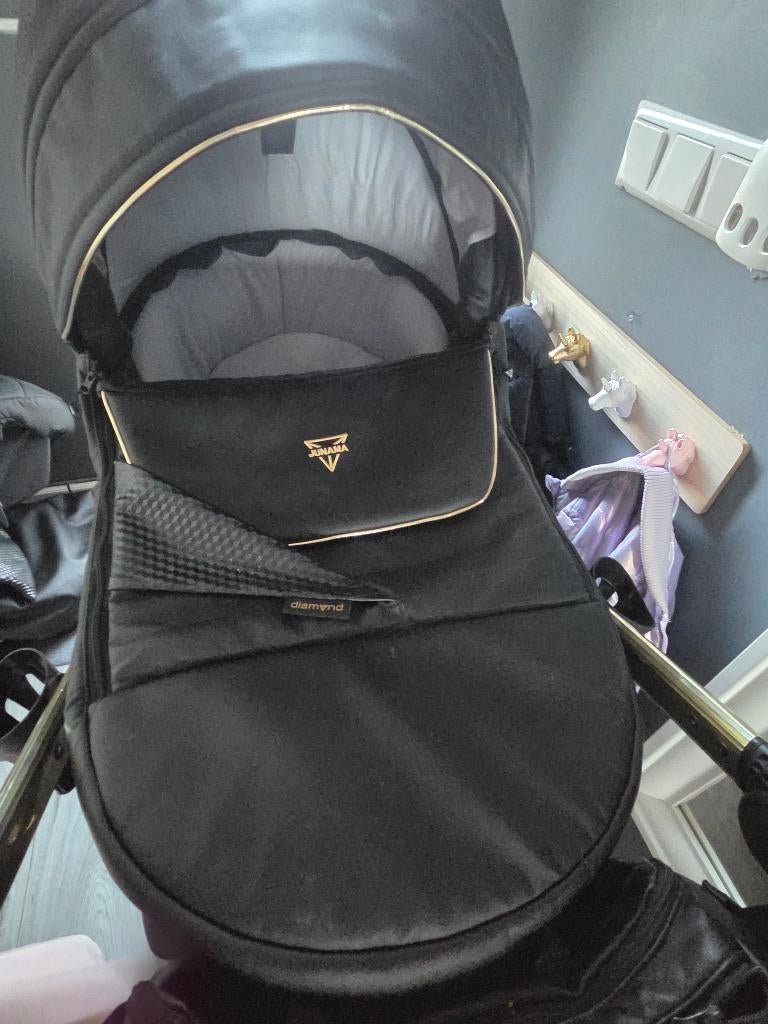 Junama Fluo Line Black Gold Kinderwagen 3-in-1, Kinderen en Baby's, Kinderwagens en Combinaties, Zo goed als nieuw, Combiwagen