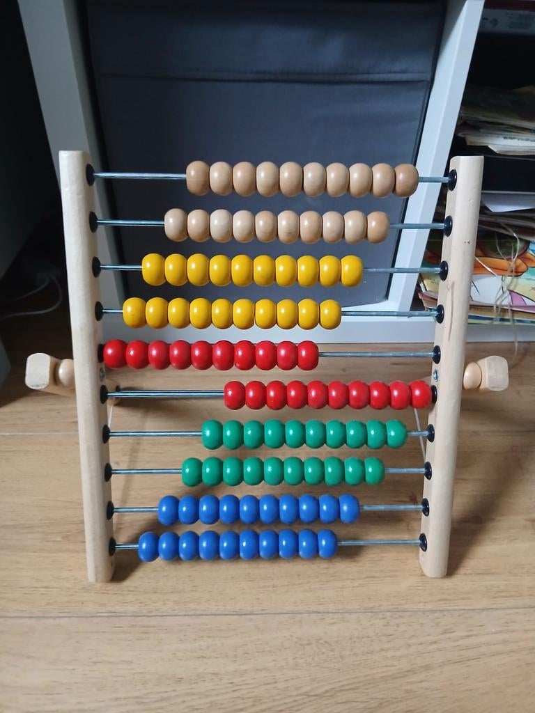 Houten Telraam met Kleurrijke Kralen - Educatief Speelgoed, Kinderen en Baby's, Ophalen of Verzenden, Zo goed als nieuw, Puzzelen