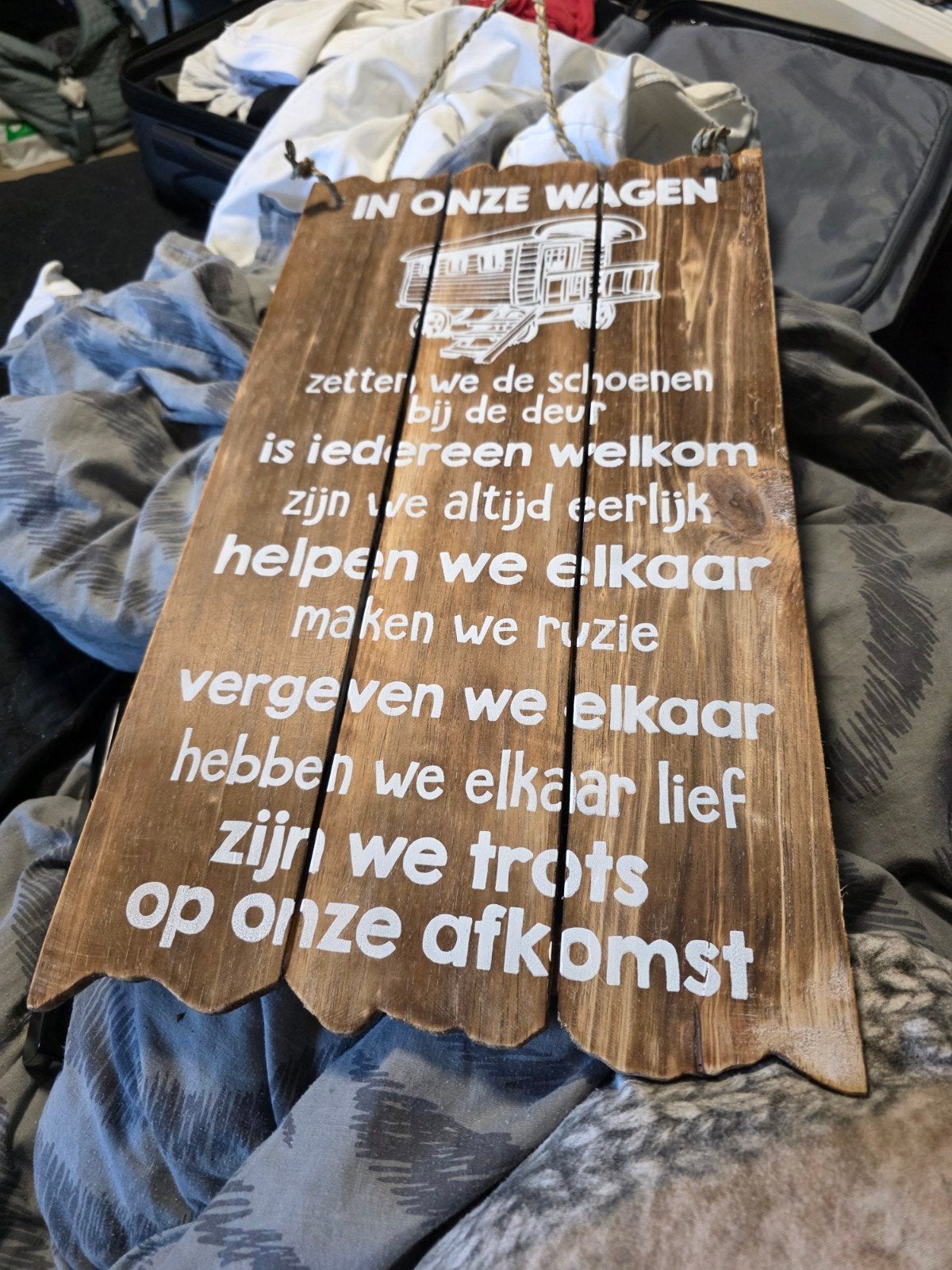 Nieuw Houten Bord 'In Onze Wagen' - Woondecoratie, Hout, Onbekend@voorbeeld.com, Onbekend, Nieuw